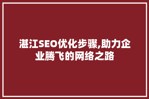 湛江SEO优化步骤,助力企业腾飞的网络之路
