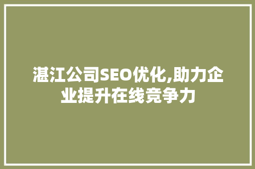 湛江公司SEO优化,助力企业提升在线竞争力