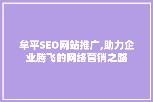 牟平SEO网站推广,助力企业腾飞的网络营销之路