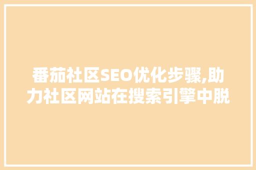 番茄社区SEO优化步骤,助力社区网站在搜索引擎中脱颖而出