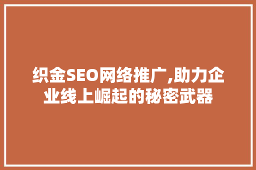 织金SEO网络推广,助力企业线上崛起的秘密武器