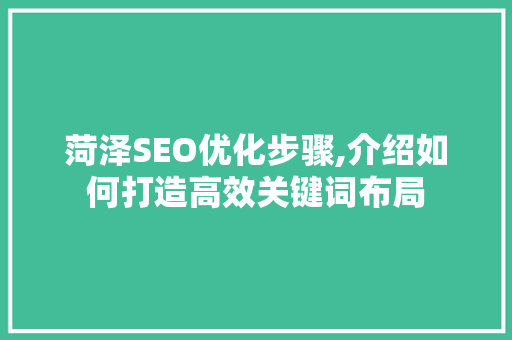 菏泽SEO优化步骤,介绍如何打造高效关键词布局  第1张