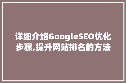 详细介绍GoogleSEO优化步骤,提升网站排名的方法