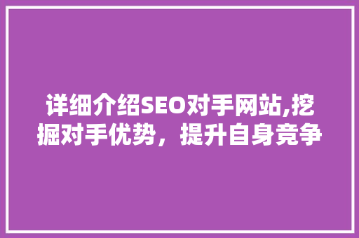 详细介绍SEO对手网站,挖掘对手优势，提升自身竞争力