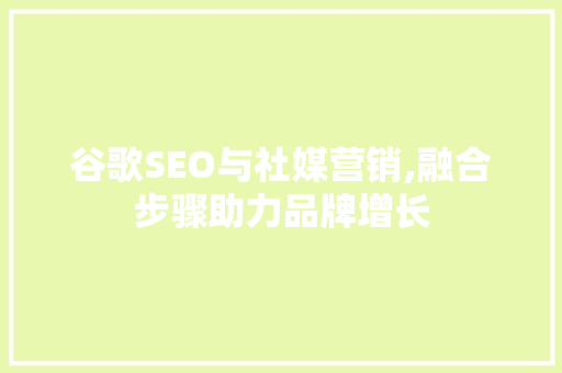 谷歌SEO与社媒营销,融合步骤助力品牌增长