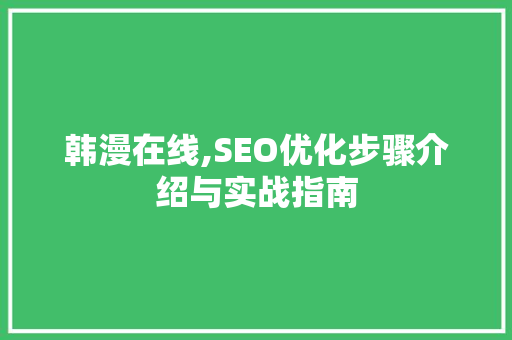 韩漫在线,SEO优化步骤介绍与实战指南