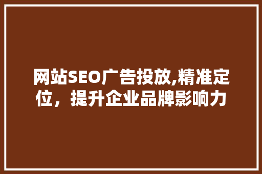 网站SEO广告投放,精准定位，提升企业品牌影响力