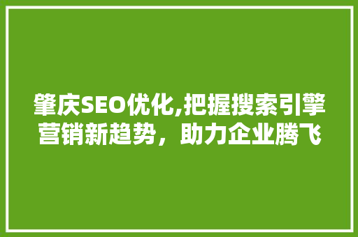 肇庆SEO优化,把握搜索引擎营销新趋势，助力企业腾飞