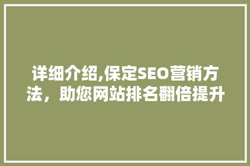 详细介绍,保定SEO营销方法，助您网站排名翻倍提升！