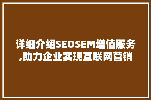 详细介绍SEOSEM增值服务,助力企业实现互联网营销新突破