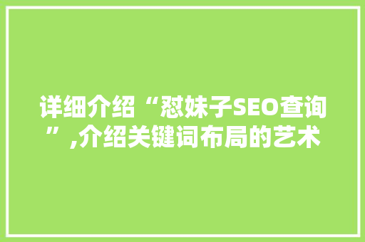 详细介绍“怼妹子SEO查询”,介绍关键词布局的艺术