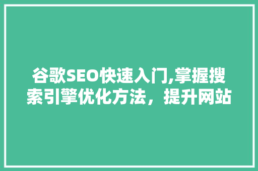 谷歌SEO快速入门,掌握搜索引擎优化方法，提升网站排名
