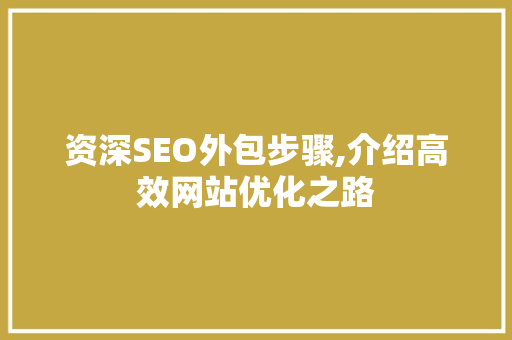 资深SEO外包步骤,介绍高效网站优化之路