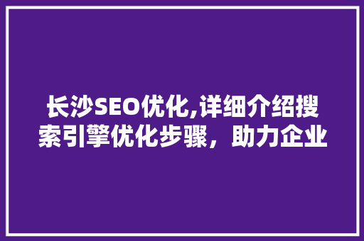 长沙SEO优化,详细介绍搜索引擎优化步骤，助力企业抢占流量高地