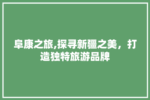 阜康之旅,探寻新疆之美，打造独特旅游品牌