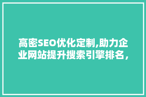 高密SEO优化定制,助力企业网站提升搜索引擎排名，实现品牌价值最大化