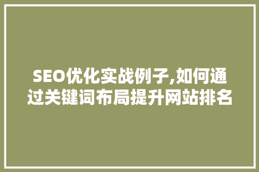 SEO优化实战例子,如何通过关键词布局提升网站排名