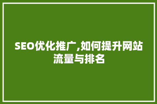 SEO优化推广,如何提升网站流量与排名