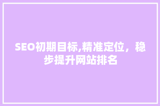 SEO初期目标,精准定位，稳步提升网站排名