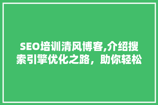 SEO培训清风博客,介绍搜索引擎优化之路，助你轻松提升网站排名