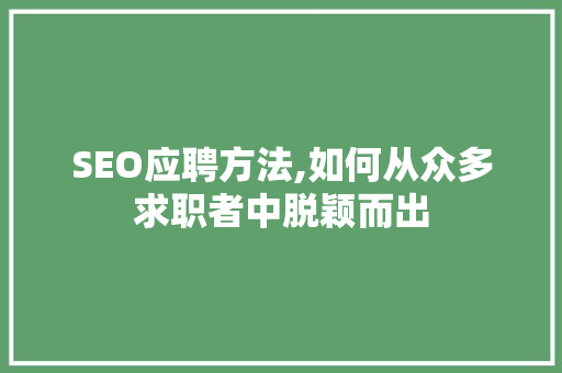 SEO应聘方法,如何从众多求职者中脱颖而出