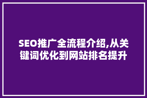 SEO推广全流程介绍,从关键词优化到网站排名提升