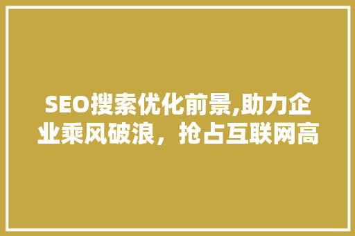 SEO搜索优化前景,助力企业乘风破浪，抢占互联网高地