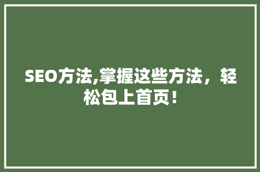 SEO方法,掌握这些方法，轻松包上首页！