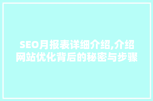 SEO月报表详细介绍,介绍网站优化背后的秘密与步骤  第1张