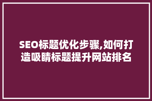 SEO标题优化步骤,如何打造吸睛标题提升网站排名