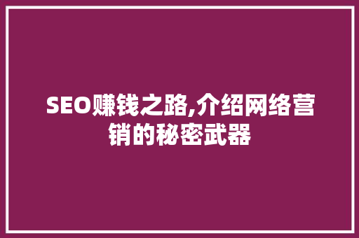 SEO赚钱之路,介绍网络营销的秘密武器