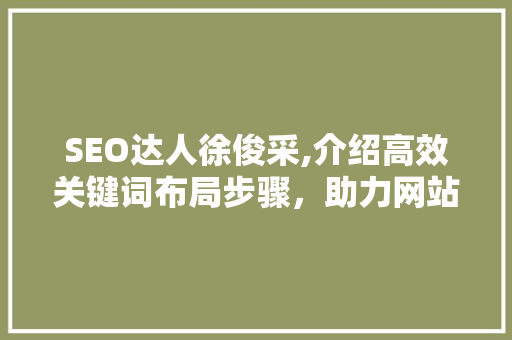 SEO达人徐俊采,介绍高效关键词布局步骤，助力网站优化