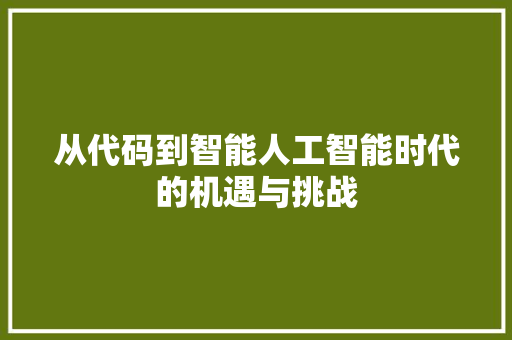 从代码到智能人工智能时代的机遇与挑战