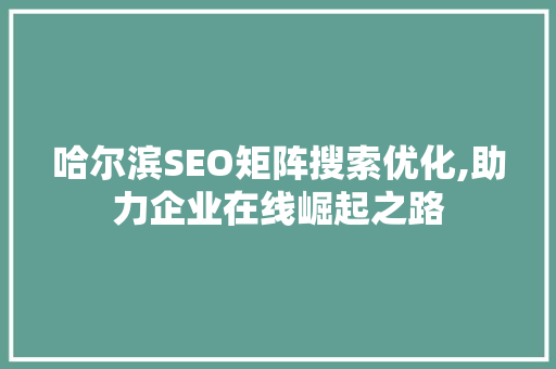 哈尔滨SEO矩阵搜索优化,助力企业在线崛起之路