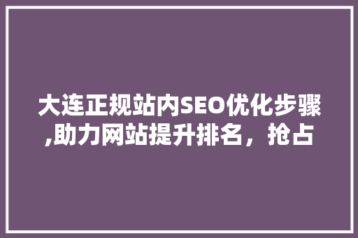 大连正规站内SEO优化步骤,助力网站提升排名，抢占市场先机