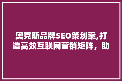 奥克斯品牌SEO策划案,打造高效互联网营销矩阵，助力品牌腾飞