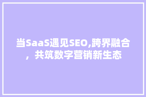 当SaaS遇见SEO,跨界融合，共筑数字营销新生态
