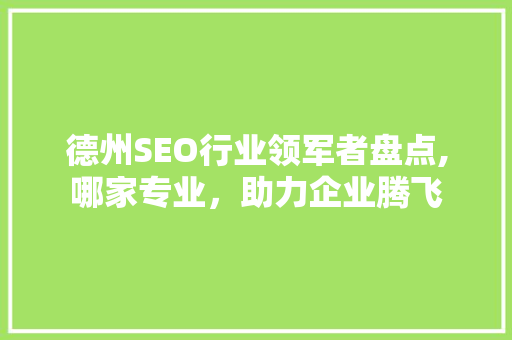 德州SEO行业领军者盘点,哪家专业，助力企业腾飞
