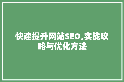 快速提升网站SEO,实战攻略与优化方法