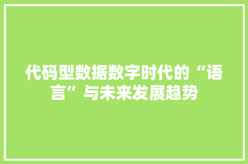 代码型数据数字时代的“语言”与未来发展趋势