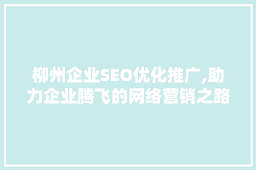 柳州企业SEO优化推广,助力企业腾飞的网络营销之路