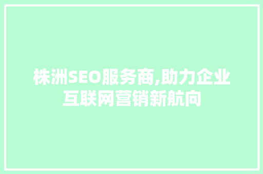 株洲SEO服务商,助力企业互联网营销新航向