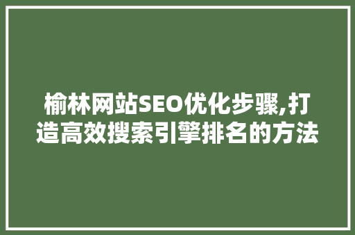 榆林网站SEO优化步骤,打造高效搜索引擎排名的方法
