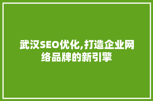 武汉SEO优化,打造企业网络品牌的新引擎