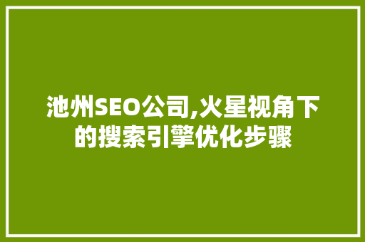 池州SEO公司,火星视角下的搜索引擎优化步骤
