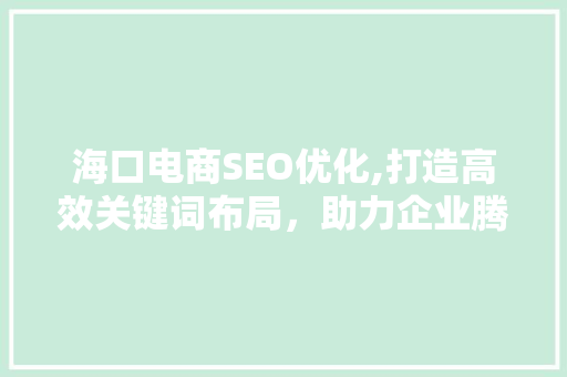 海口电商SEO优化,打造高效关键词布局，助力企业腾飞