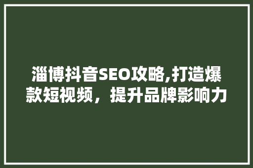 淄博抖音SEO攻略,打造爆款短视频，提升品牌影响力
