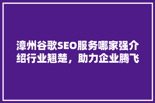 漳州谷歌SEO服务哪家强介绍行业翘楚，助力企业腾飞