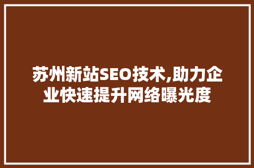 苏州新站SEO技术,助力企业快速提升网络曝光度
