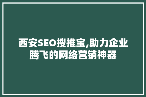西安SEO搜推宝,助力企业腾飞的网络营销神器